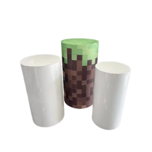 3 cylinders: 1 large themed + 2 white gloss