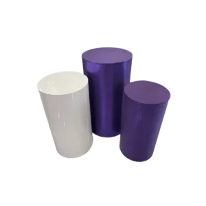 3 cylinders: 2 purple + 1 medium white gloss
