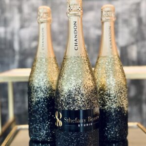 Bottle decoration with glitter and logo (For 3 bottles)